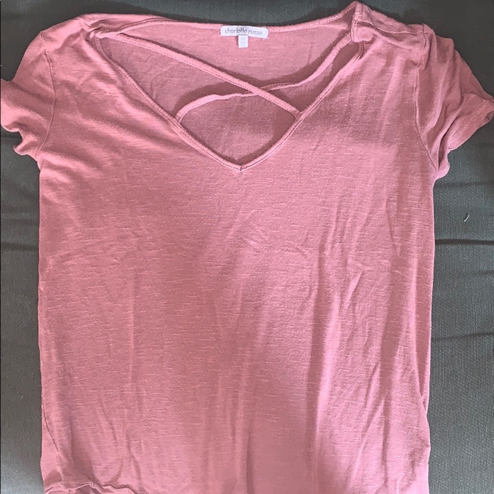 pink short sleeve shirt